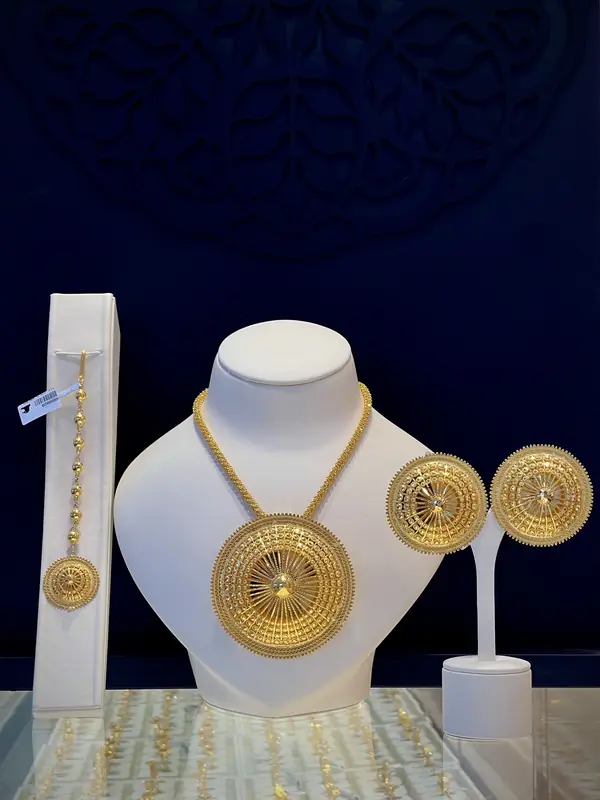 Filigree disc pendant set with bracelet and earrings